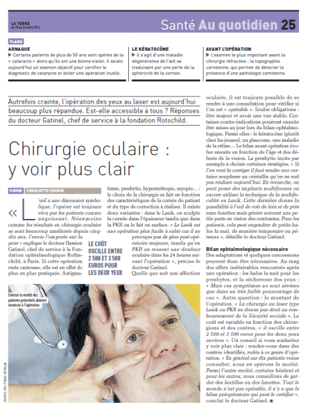 Magazine La Terre Chirurgie oculaire