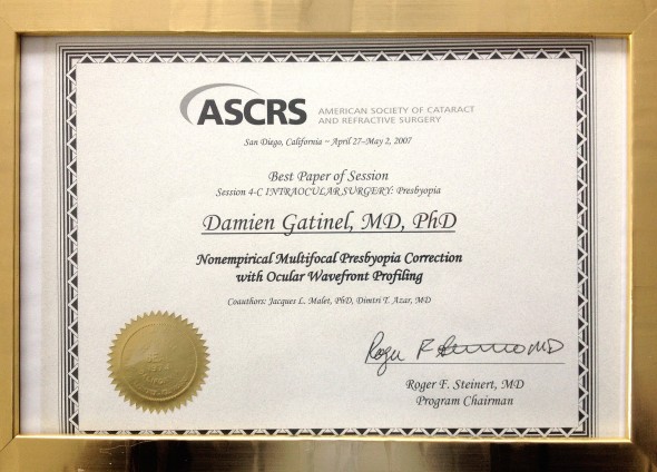 Prix ASCRS 2007 bis Dr Gatinel award