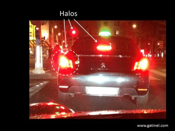 halos at night headlights