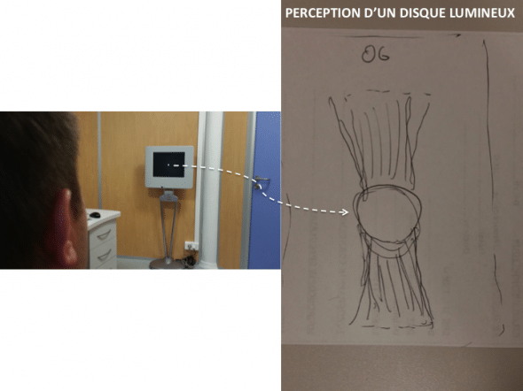 L'oeil perçoit des trainées lumineuses autour des lumières vives, par diffraction dans une direction perpendiculaire aux plis.