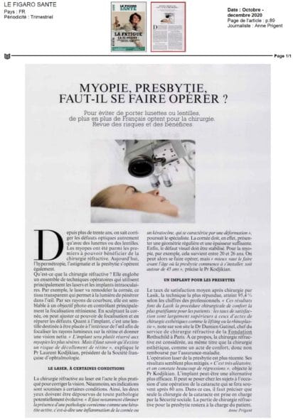 article Figaro Santé myopie Dr Damien Gatinel