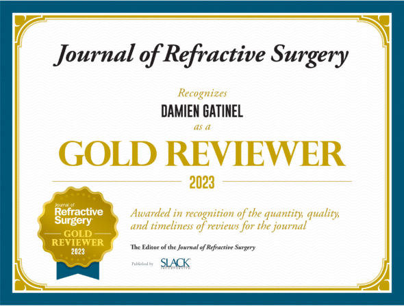 journal refractive surgery image of the award Damien Gatinel year 2023