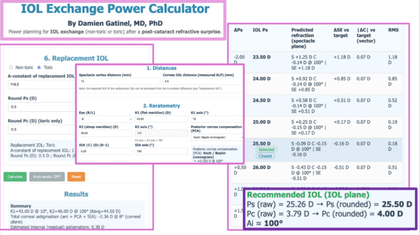 IOL Exchange Power Calculator