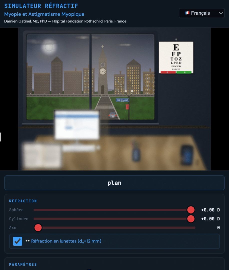 Simulateur de vision myope et astigmate — Simulation du flou visuel